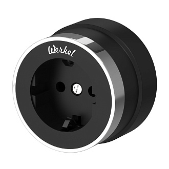 W5871051 Розетка с заземлением Vintage, черный матовыйхром Werkel, 4690389174704