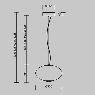 Подвесной светильник 30*30*324 см, LED*12W, 3000K, Maytoni Bruma MOD397PL-L12CH3K, хром