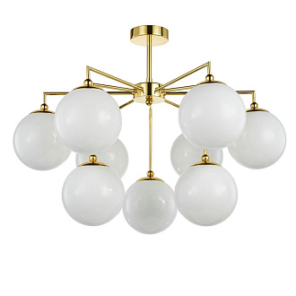 Люстра Favourite Undine 2810-9P, D680*H510, Каркас золотого цвета, плафоны из белого выдувного стекла