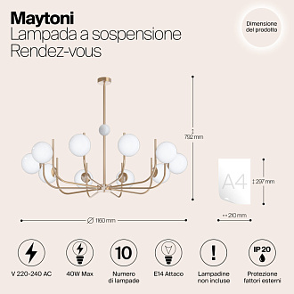 Люстра на штанге Maytoni Rendez-vous MOD109PL-10BS, диаметр 116 см, латунь