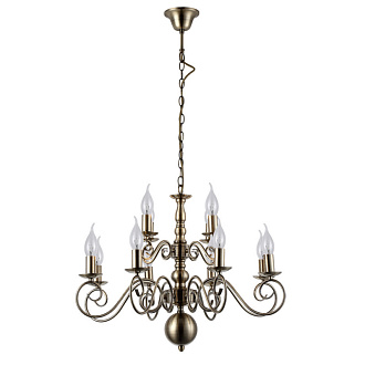 Подвесная люстра Arte Lamp A1129LM-12AB бронза, диаметр 62 см