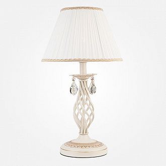 Классическая настольная лампа 30 см Eurosvet Amelia 10054/1 белый с золотом/прозрачный хрусталь Strotskis