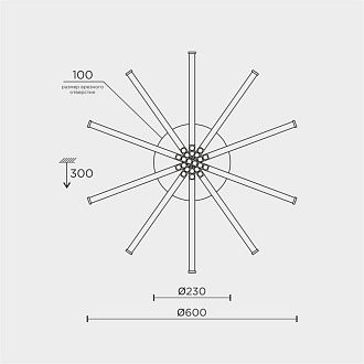 Светильник 60*60*30 см, LED*68W, 3000-6000K, Modelux  MDL.9371.600CL BK, Чёрный, Хром
