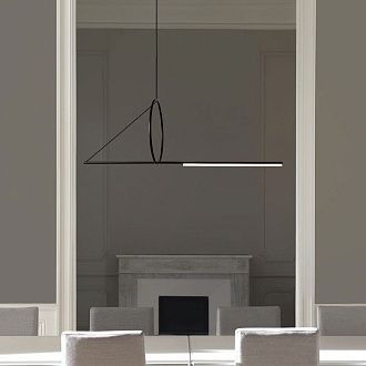 Подвесной светильник SUSPENSION CERCLE ET TRAIT – GRAPHITE SATINE L170 170*45*45 см, 1*LED*25W, 3000K, ImperiumLoft 40.1282-0, Чёрный