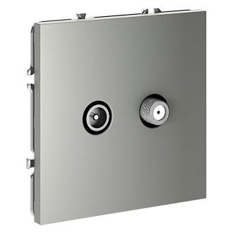 Розетка телевизионнная встраиваемая Voltum S70 оконечная TV+SAT, сталь пластик Soft touch VLS060405