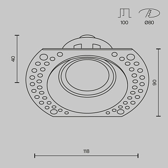 Встраиваемый светильник 12/8 см, GU10 Maytoni Technical Dot, Белый DL042-01-RD-W, вр 8 см