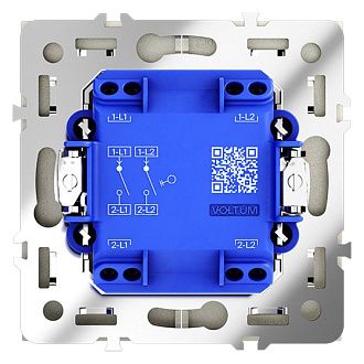 Выключатель встраиваемый Voltum S70 двухклавишный 10А, сталь пластик Soft touch VLS020105