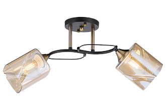 Люстра L560 x W180 x H230, мм, 2*40W (80W), AB+BK (Бронза + Черный) Rilon 3790/2 AB+BK