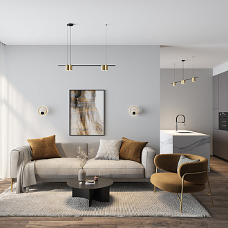 Подвесной светильник 150*5,6*208,9 см, 7*GU10, 105W, Denkirs Orbit DK4063-BK+SG черный