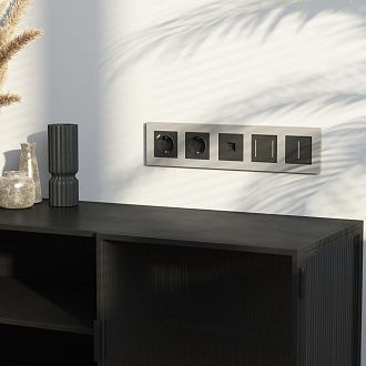 W0052917 Рамка на 5 постов Slab, дымчатый софт Werkel, 4690389218477