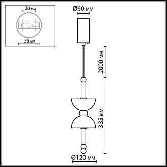 Подвесной светильник 12*15*238- см, 1*LED*7W, 3000K, Odeon Light Feliz 6685/7L, бронзовый