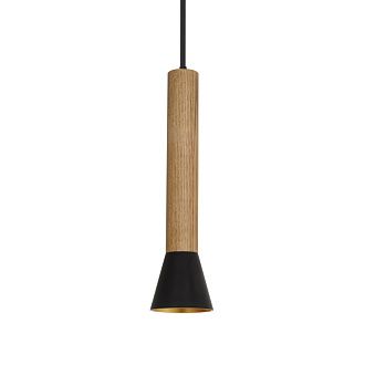 Подвес Favourite Piffero 2984-1P, D100*H360/1360, каркас светильника сочетает два материала - дерево и металл в черном цвете