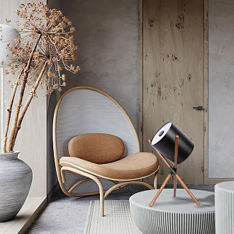 Настольная лампа 40*45 см, 1*E27*40W  LOFT IT Bobbin 10245T Black дерево, черный