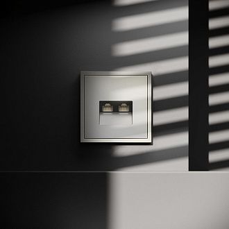 Розетка компьютерная встраиваемая Voltum S70 двойная RJ45+RJ45 кат.6, шелк пластик Soft touch VLS060204