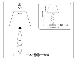Настольная лампа с абажуром **47- см, 1*E14*40W, K, Ambrella Light High Light LH75262, cатин никель