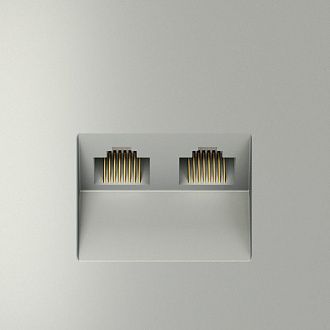 Розетка компьютерная встраиваемая Voltum S70 двойная RJ45+RJ45 кат.6, сталь пластик Soft touch VLS060205