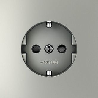 Розетка встраиваемая Voltum S70 с заземлением и защитными шторками, 16А, сталь пластик Soft touch VLS040205
