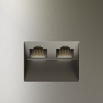 Розетка компьютерная встраиваемая Voltum S70 двойная RJ45+RJ45 кат.6, шелк пластик Soft touch VLS060204