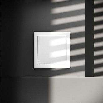 Выключатель встраиваемый Voltum S70 одноклавишный с подсветкой 10А, белый матовый пластик Soft touch VLS010202