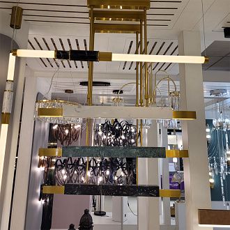 Подвесной светодиодный светильник 86*6*200 см, LED 14W 3000K Odeon Light Marmi 4359/14L античная бронза