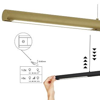 Подвесной светильник 120*8*15-150 см, *LED*24W, 3000K, Mantra Lineal MAN9035, черный