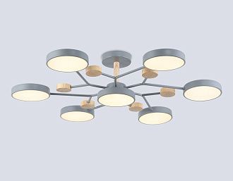Люстра светодиодная на штанге **19- см, **W, 3000-6000K, Ambrella Light Comfort FL4865, серый, дерево