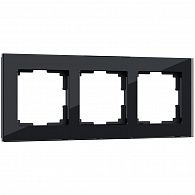 W0031108 Рамка на 3 поста Favorit, черный,стекло Werkel, 4690389159787