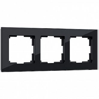 W0031108 Рамка на 3 поста Favorit, черный,стекло Werkel, 4690389159787