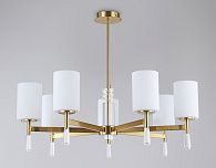 Люстра со стеклянными плафонами на штанге **59- см, 7*E27*60W, K, Ambrella Light High Light LH56263, латунь