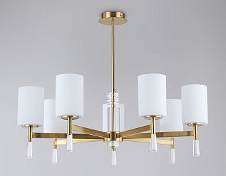 Люстра со стеклянными плафонами на штанге **59- см, 7*E27*60W, K, Ambrella Light High Light LH56263, латунь