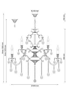 Люстра *84*150 см, 15*E14*60W, Lucia Tucci Barletta BARLETTA 1730.15 antique, бронзовый