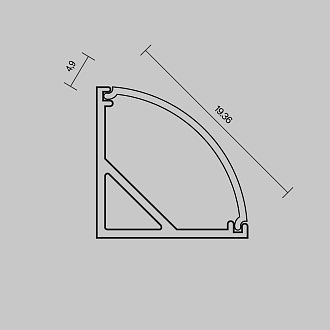 Рассеиватель для профиля 16×16 (Дуга, Чёрный, 2 м), ALM-1616R-B-DF-2M 642027, 200*2*1 см, Maytoni Led Strip 642027, Черный