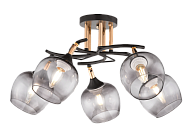 Люстра Ø640 x H250, мм, 5*40W (200W), CF+FGD(Чёрный +Золото) Rilon 4728/5 CF+FG