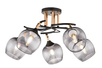 Люстра Ø640 x H250, мм, 5*40W (200W), CF+FGD(Чёрный +Золото) Rilon 4728/5 CF+FG