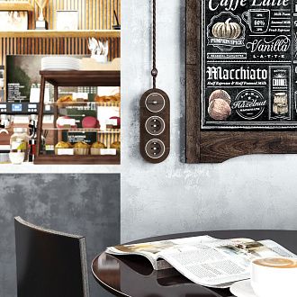 W5822052 Выключатель на 4 положения двухклавишный Vintage, мокко матовыйхром Werkel, 4690389183171