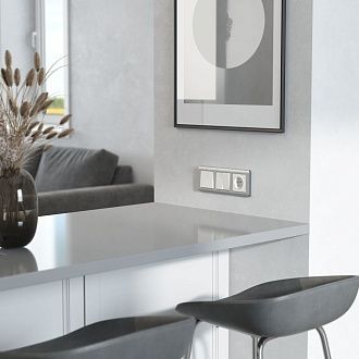 W1171013 Розетка с заземлением, перламутровый рифленый Werkel, 4690389161001