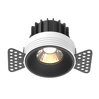 Встраиваемый светильник 7,4*7,4*6 см, LED, 12W, 3000К, Maytoni Technical ROUND DL058-12W3K-TRS-B черный, вр 7,5 см