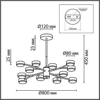 Люстра 80*45 см, 12*GX53 Lumion Torina 8117/12 черный