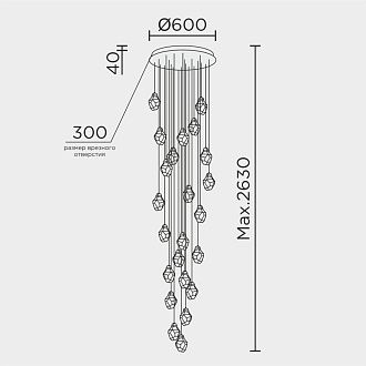 Подвесная люстра 60*60*263 см, LED 75W, 4000K, Золото MODELUX ML.88971.25 GD