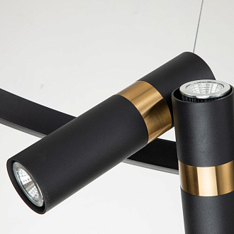 Подвесная люстра Favourite Light point 2997-6P, D650*H290/1220, каркас светильника сочетает два цвета - золотая гальваника и черный, поворотный плафон, лампу GU10 можно менять