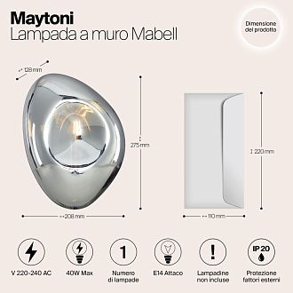 Светильник 28 см, Maytoni Mabell MOD306WL-01CH, хром