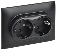 SKANDY Розетка 2-я с з/к/ш 16А в сб. SK-R07Bl черн. IEK, SK-R24-16-K02-F
