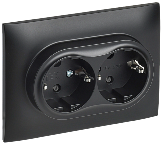 SKANDY Розетка 2-я с з/к/ш 16А в сб. SK-R07Bl черн. IEK, SK-R24-16-K02-F