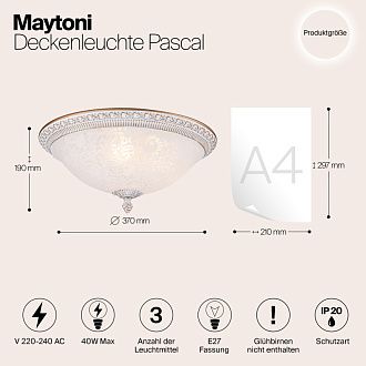 Светильник диаметр 37 см Maytoni C908-CL-03-W Белый, Золото
