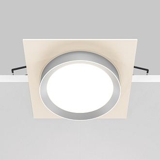 Светильник 11 см, Maytoni Downlight Hoop DL086-GX53-SQ-WS, белый-серебро, вр 9,5 см