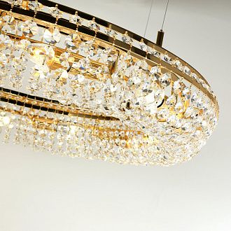 Подвесная люстра Favourite Monilibus 4015-12P, D800*H120/1120, светлого золота, плафон в виде объемного обруча состоит из прозрачных хрустальных восьмигранников