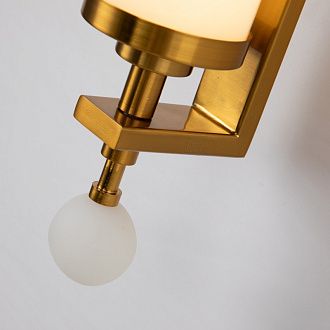 Бра Favourite Plunger 3011-2W, D105*W100*H500, латуни, плафон из искусственного белого мрамора, стеклянный декор по краям
