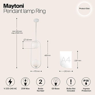 Подвесной светильник Maytoni Ring MOD013PL-02W, белый