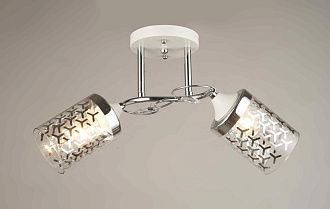 Люстра L480 x W165 x H230, мм, 2*40W (80W), WT+CR (Белый+Хром) Rilon 3464/2 WT+CR