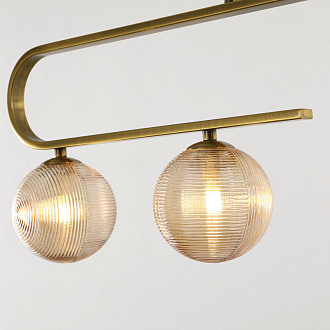 Подвесная люстра Favourite Idem 2723-4P, L870*W120*H305/1500, латунь, плафоны из рифленого стекла янтарного цвета